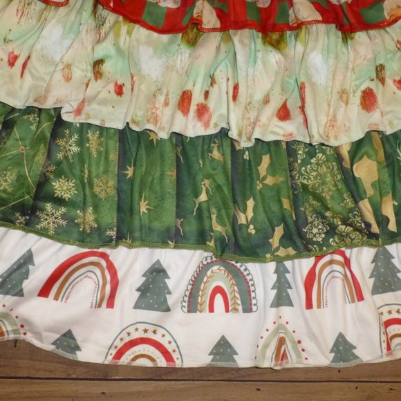 NEW Boutique Christmas Santa Girls Tiered Ruffle Twirl Dress - Picture 3 of 4